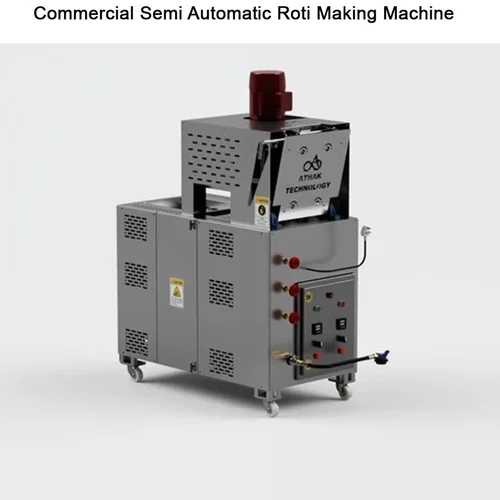 Commercial Semi Automatic Roti Making Machine - Stainless Steel, Electric Heating System | Grey Finish for Restaurant and Hotel Use