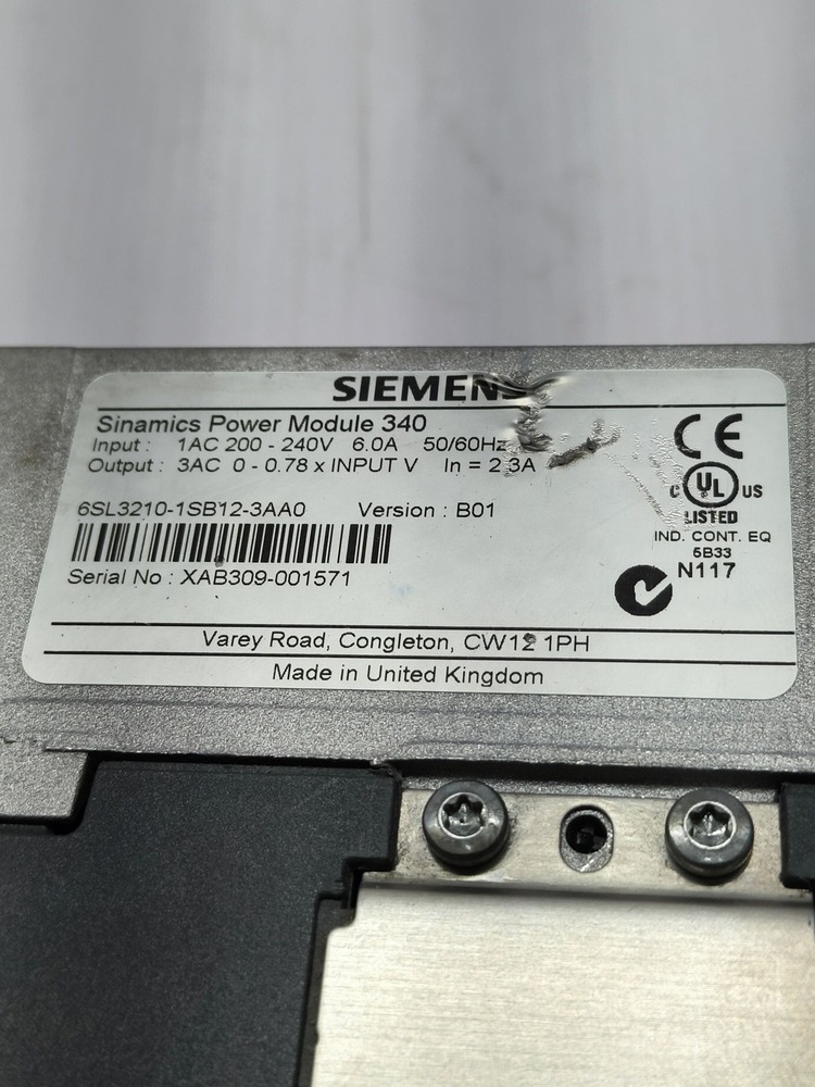 Siemens 6sl3210-1sb12-3aa0 Converter Power Module - Industrial Grade Aluminum, Compact Design | Reliable Performance, Used Equipment