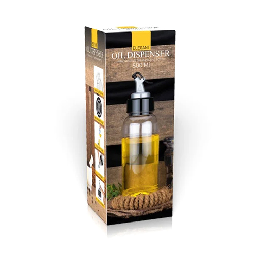 500ml Oil Dispenser - High-Quality Plastic, Transparent Design with Elegant Cap