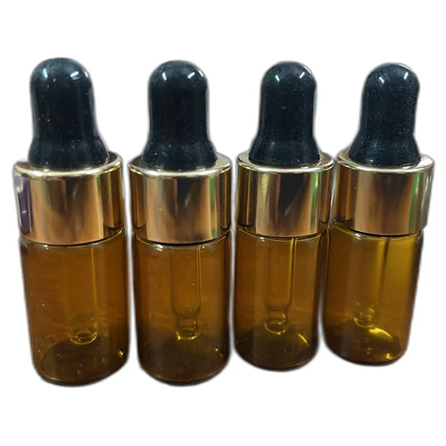 10 Ml Amber Glass Dropper Bottle - Shape: Round