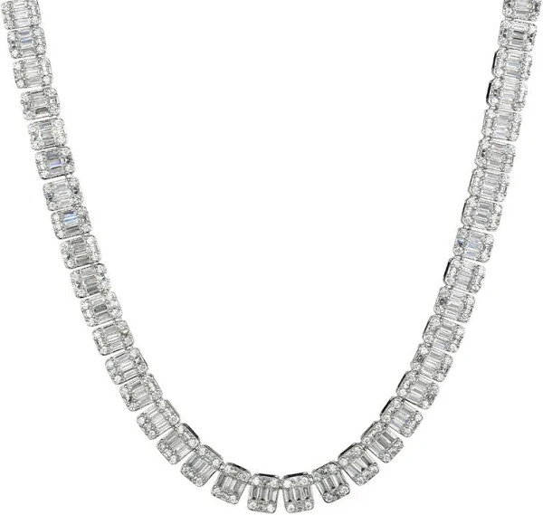 15mm Baguette Moissanite Diamond Cuban Chain 925 Sterling Silver Cuban Link Chain - Color: D