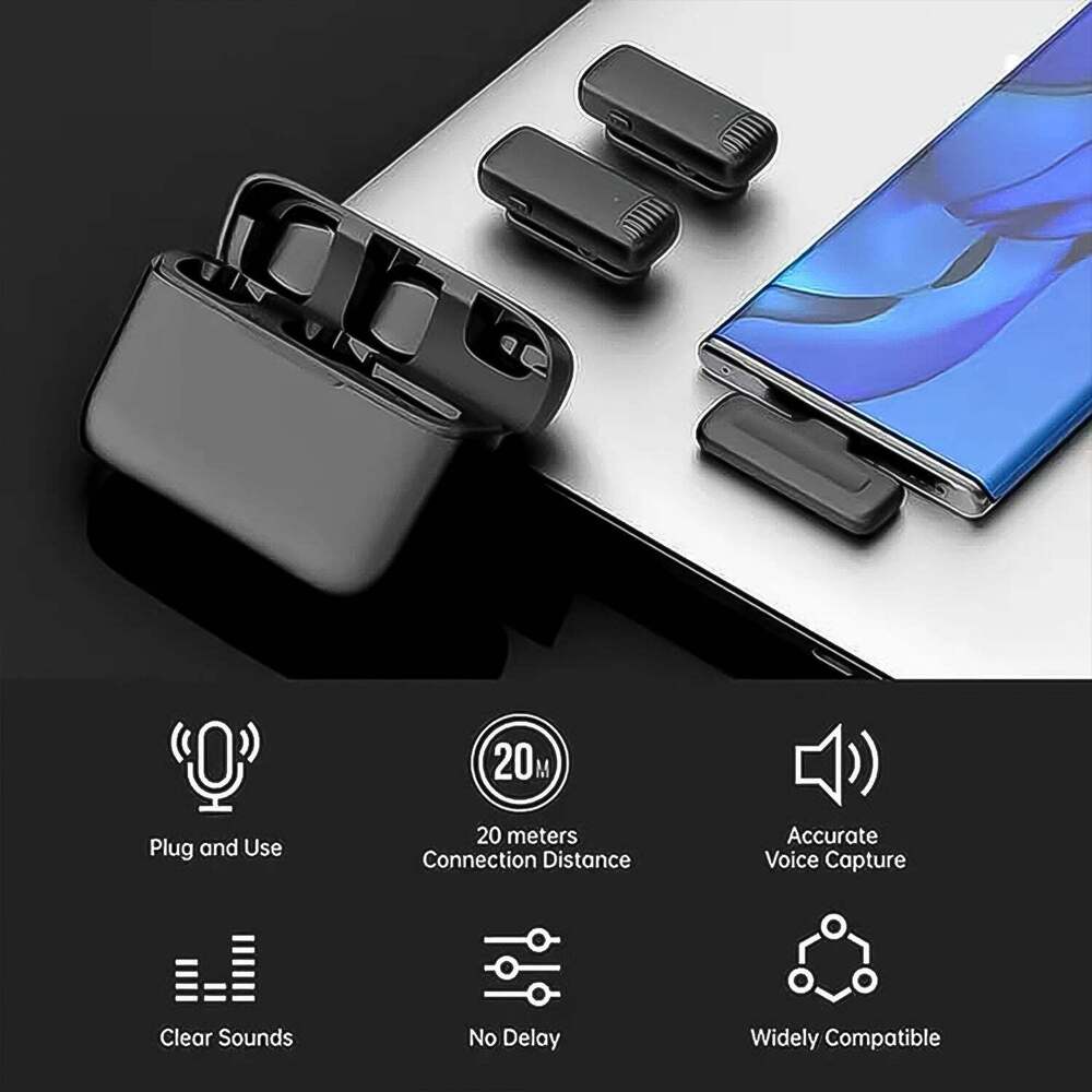 Wireless Microphoness, Collar Mic for All Smart Phone / Type-C