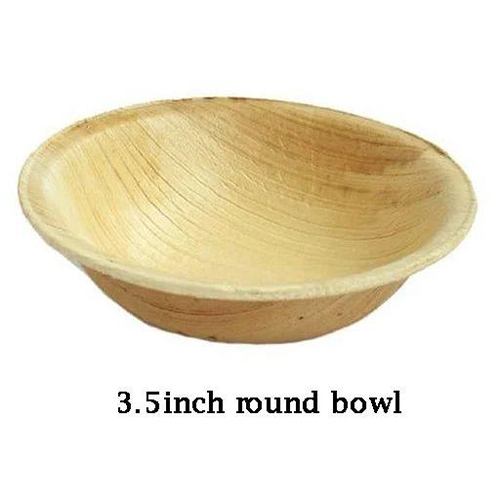 3.5 Inch Round Areca Leaf Bowl - Color: Creamy