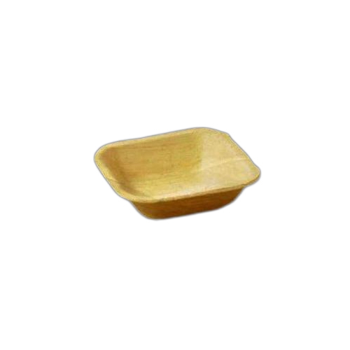 4 Inch Square Areca Leaf Bowl - Color: Creamy