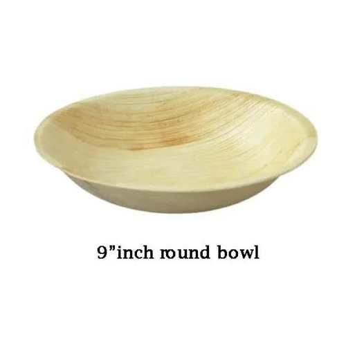 9 Inch Round Areca Leaf Bowl - Color: Creamy