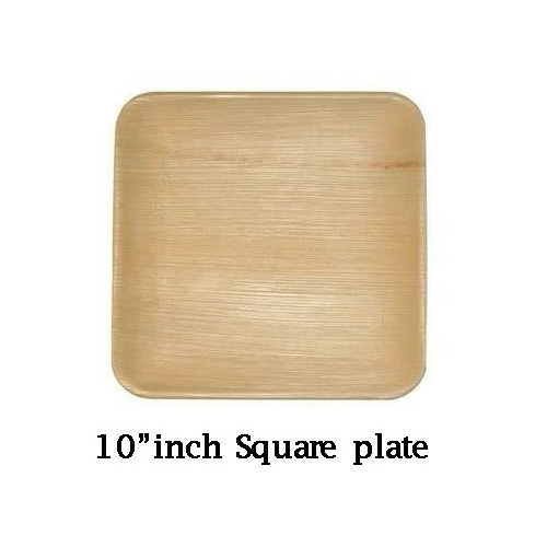 10 Inch Square Areca Leaf Plate - Color: Creamy