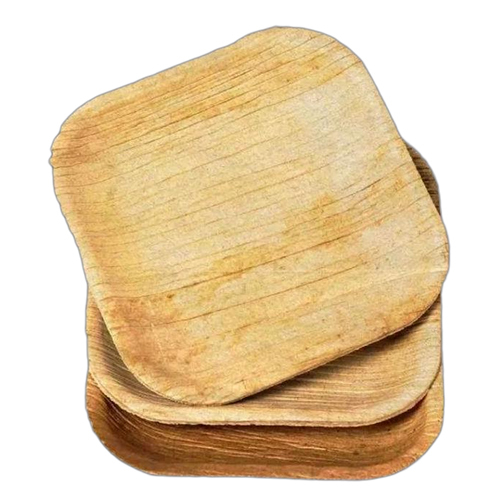 7 Inch Square Areca Leaf Plate - Color: Creamy