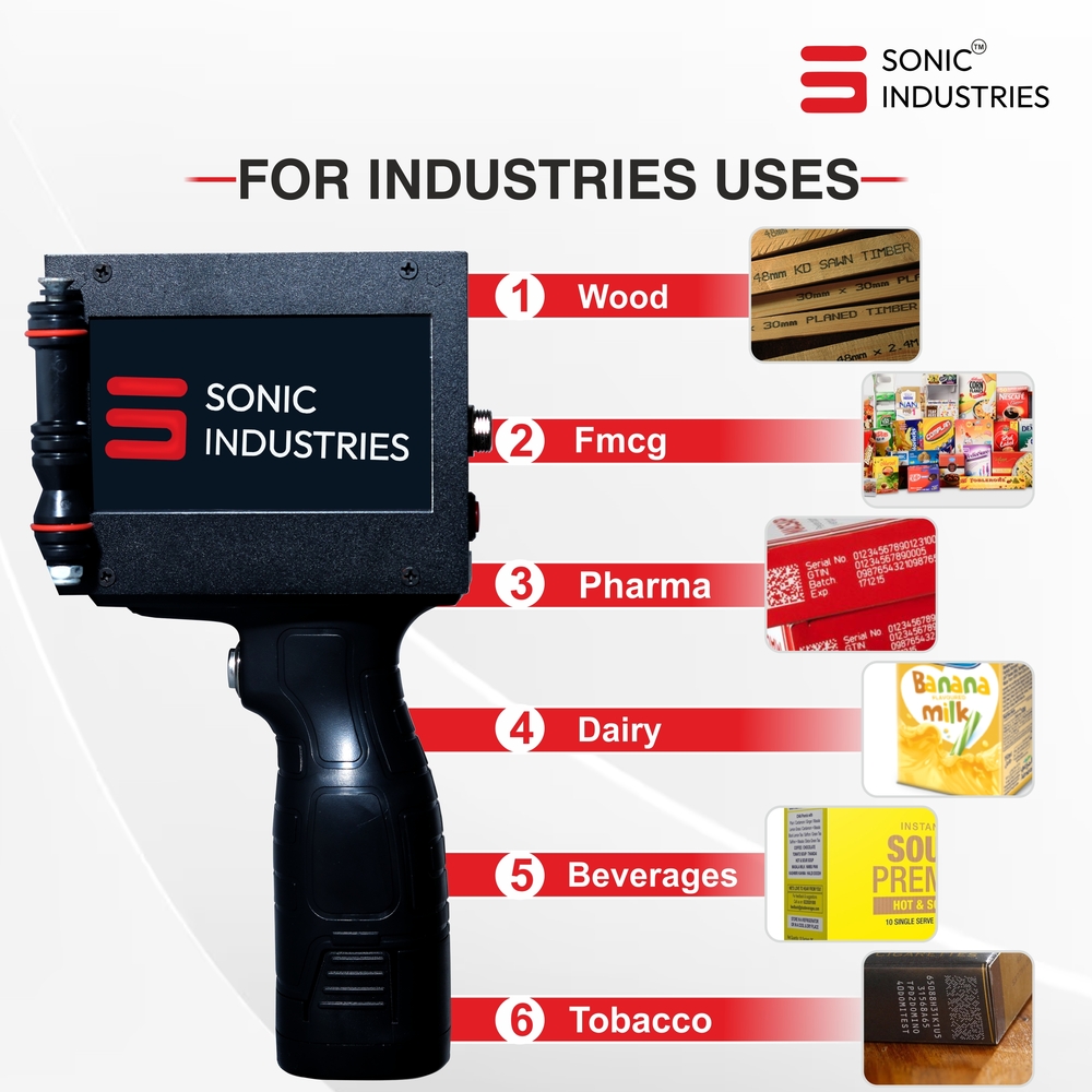 Sonic 25 MM(1 INCH) Handheld Inkjet Printer for Date, MRP, and Logo Printing