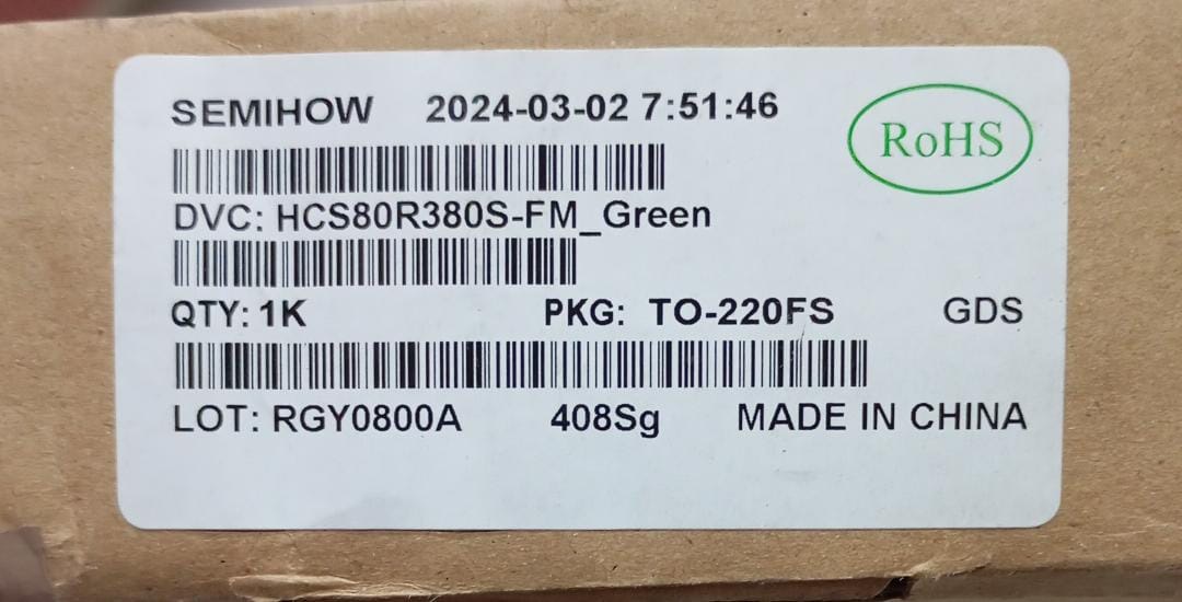 Hcs80r380s Electrical Mosfet - Features: Good Quality