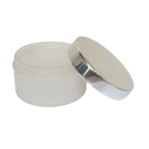 50 Gm Frosted San Jar With Silver Cap - Color: White