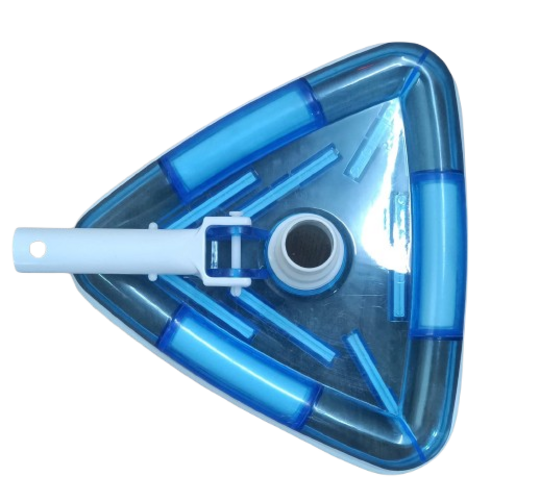 Deluxe Triangular Weighted Pool Vacuum Head - Plastic, Transparent Blue | Ideal For Efficient Swimming Pool Cleaning