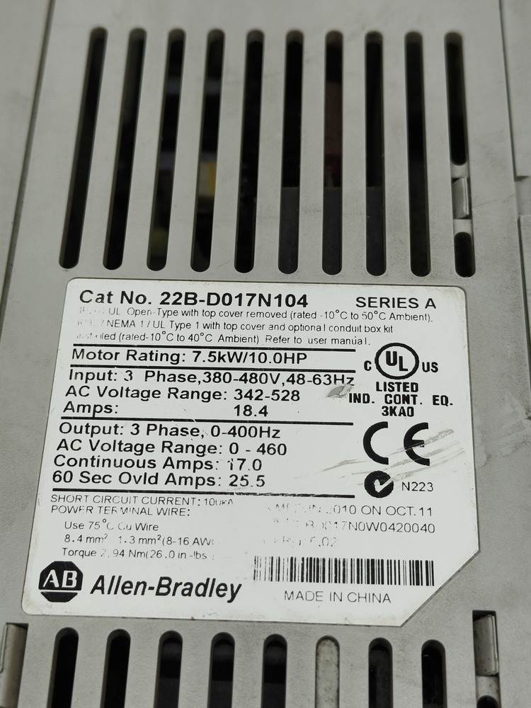 ALLEN BRADLEY 22B-D017N104 AC DRIVE