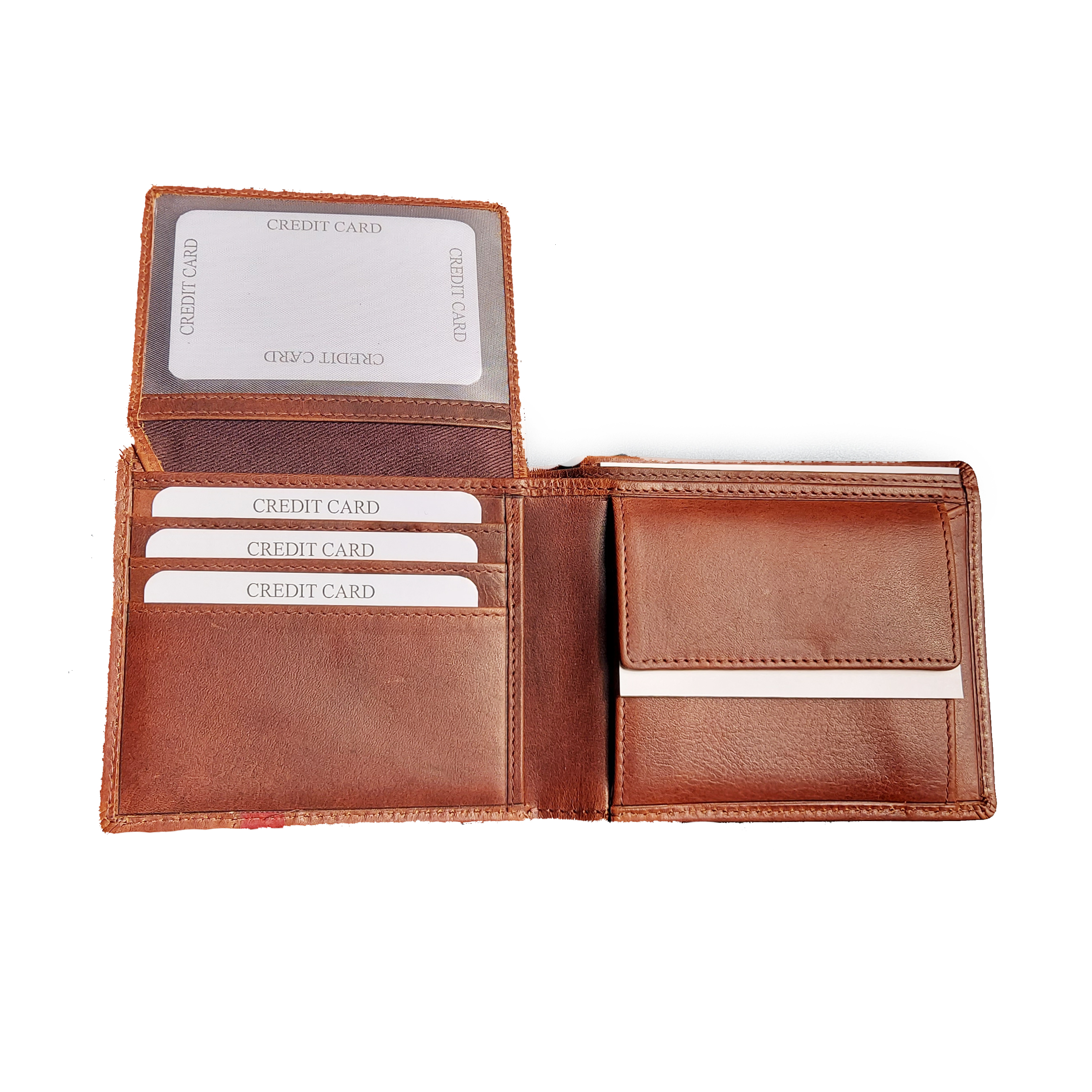 Bi-fold Genuine Leather Wallet - Color: Red