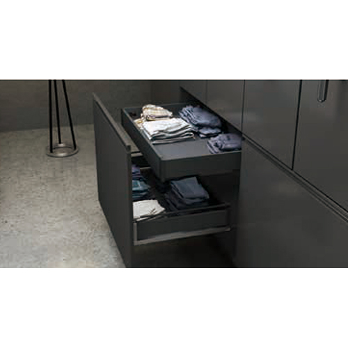 405D 110Mm Height Panel Jas 4 Sided Slim Double Wall Metal Drawer - Color: Black