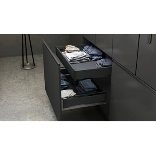 455D 110Mm Height Panel Jas 4 Sided Slim Double Wall Metal Drawer - Color: Black