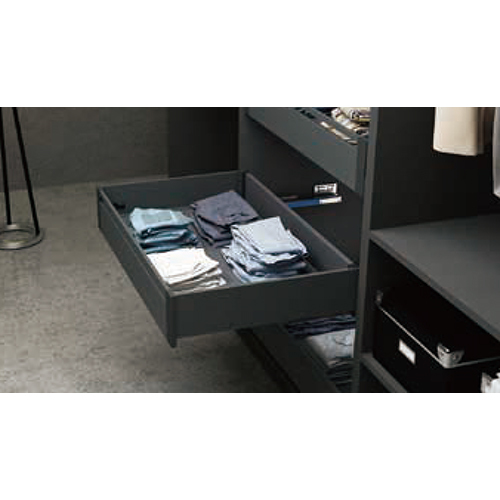 143Mm Height Panel Jas 4 Sided Slim Double Wall Metal Drawer - Color: Black