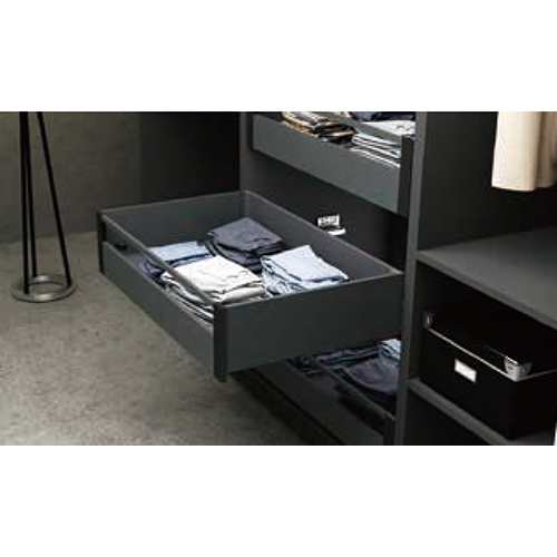 194Mm Height Panel Jas 4 Sided Slim Double Wall Metal Drawer - Color: Black