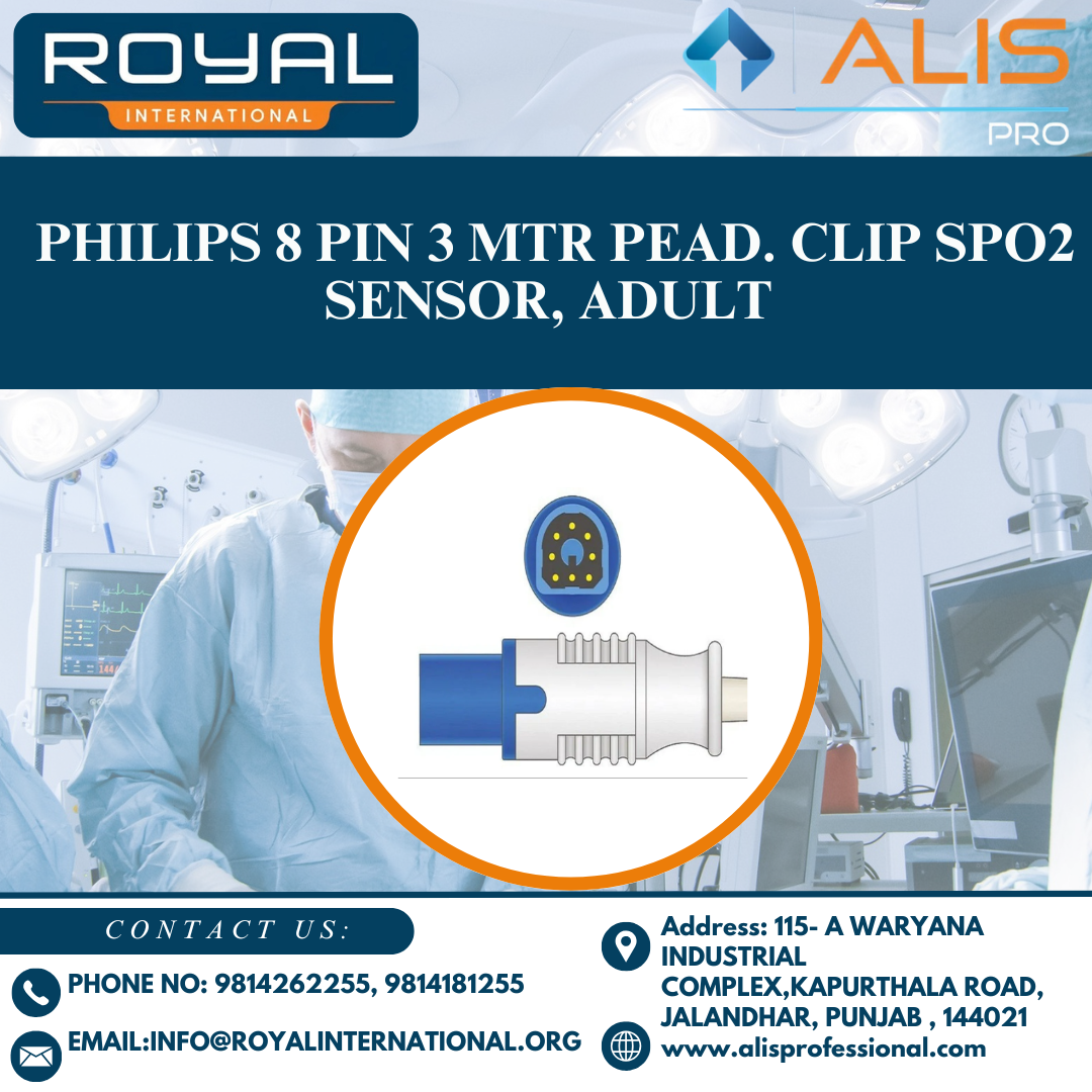 Philips 8 Pin 3 Mtr Pead. Clip Spo2 Sensor, Adult