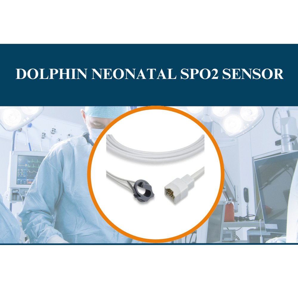 Dolphin Neonatal SpO2 Sensor - Medical Grade Silicone & ABS, Neonatal Size, White/Blue | Dual Wavelength LED, Soft Wrap-Around, Reusable, Hypoallergenic