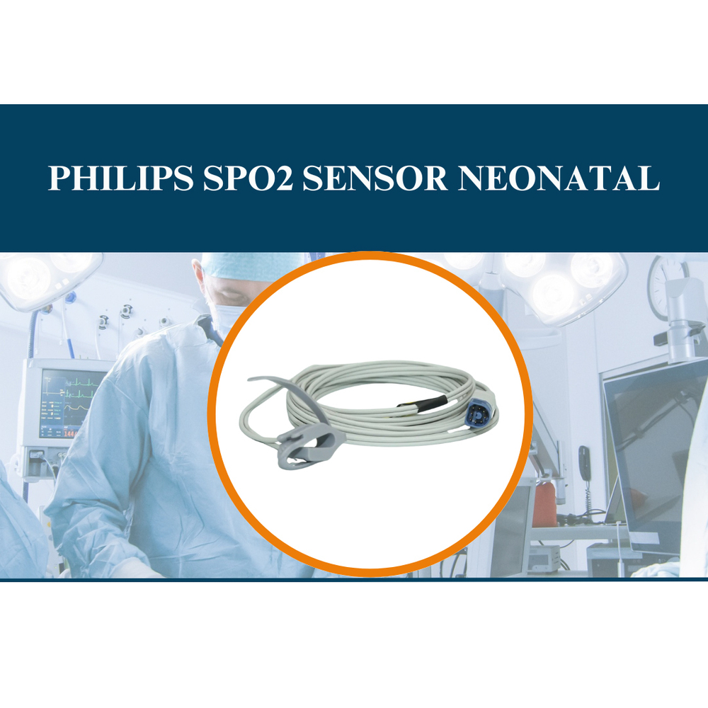 Philips SpO2 Sensor Neonatal - Medical-Grade Soft TPU, Neonatal Size, White, Red/Infrared LED | Disposable, Hypoallergenic, Adjustable Velcro Strap, Compatible with Philips IntelliVue and Efficia Monitors
