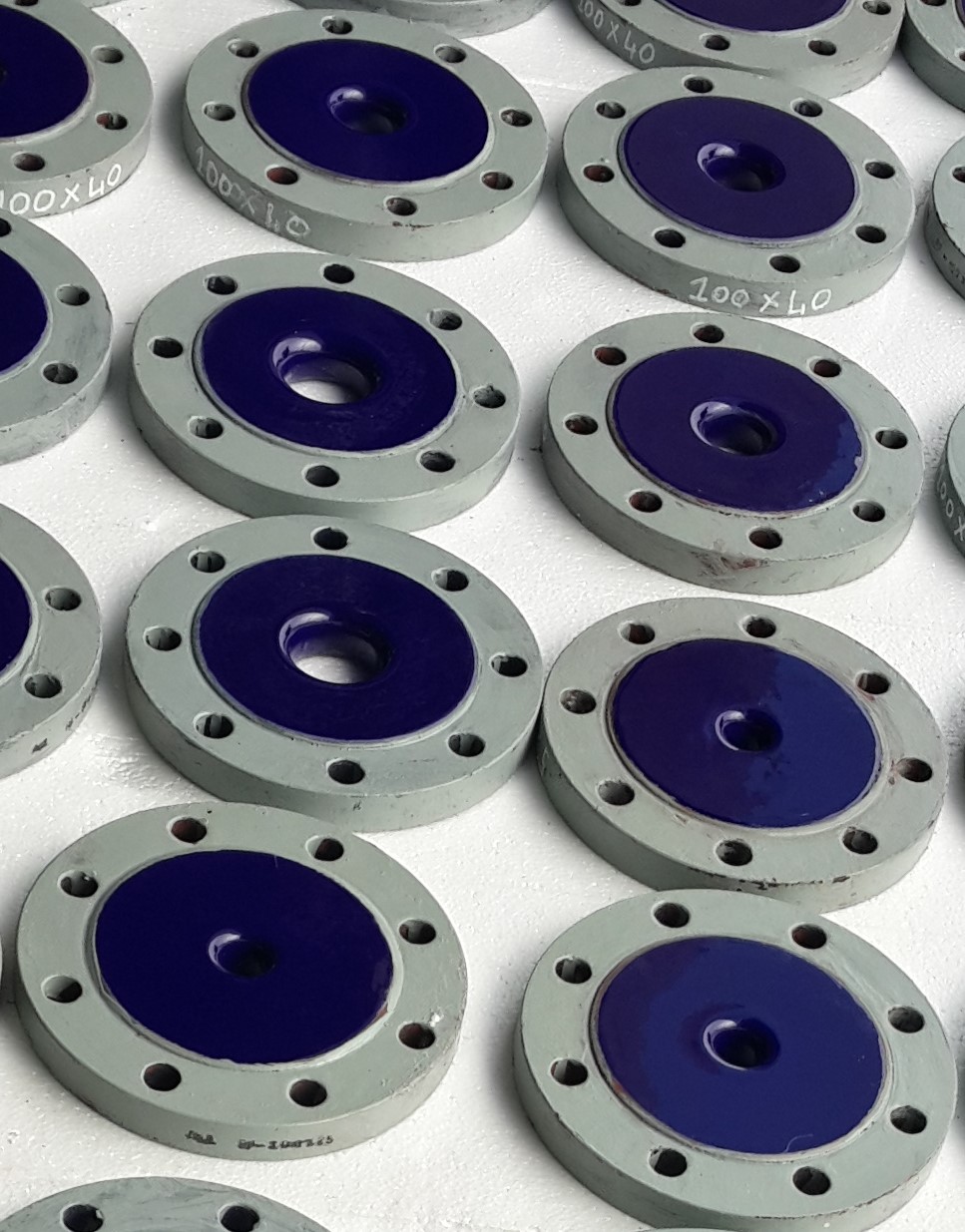 Glass Lined Reducing Flange - Color: Silver & Blue