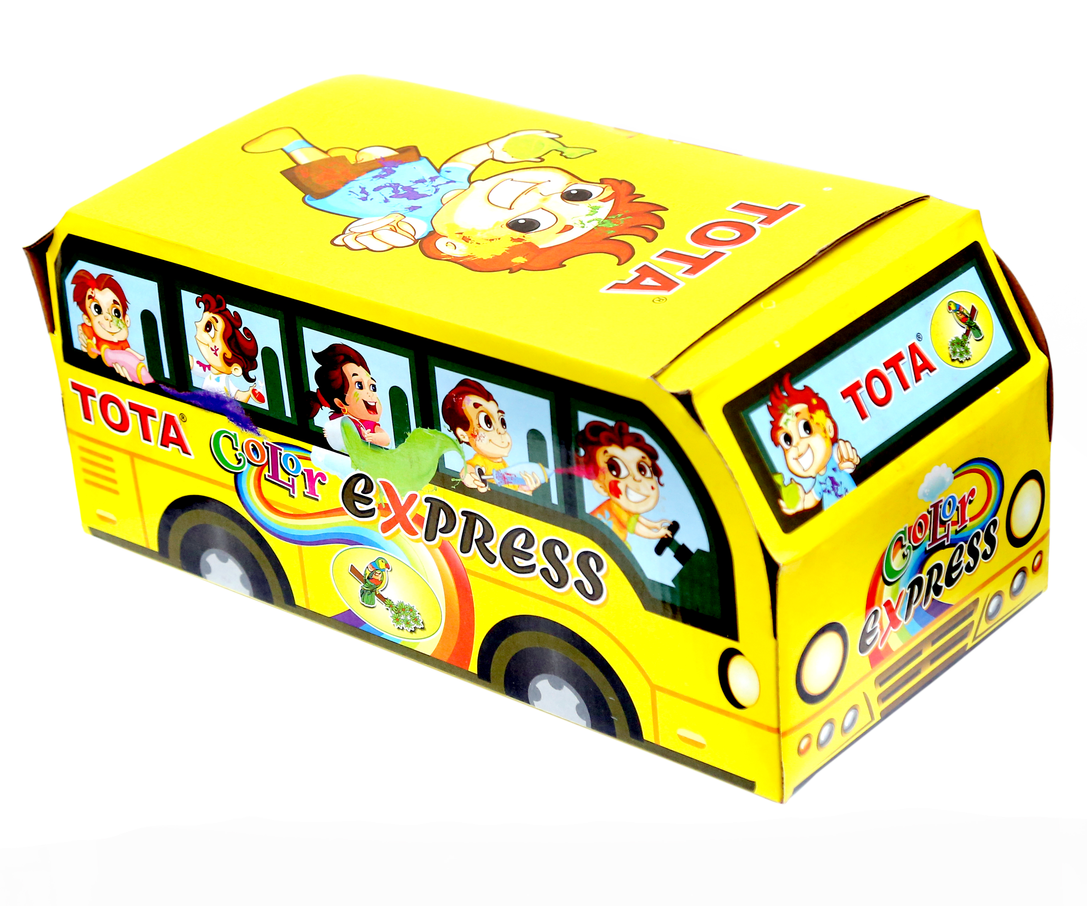 Tota Color Express - Natural Corn Starch Powder , Eco-friendly Non-toxic Holi Kit With Fragrant Colors And Attractive Car-shaped Packaging