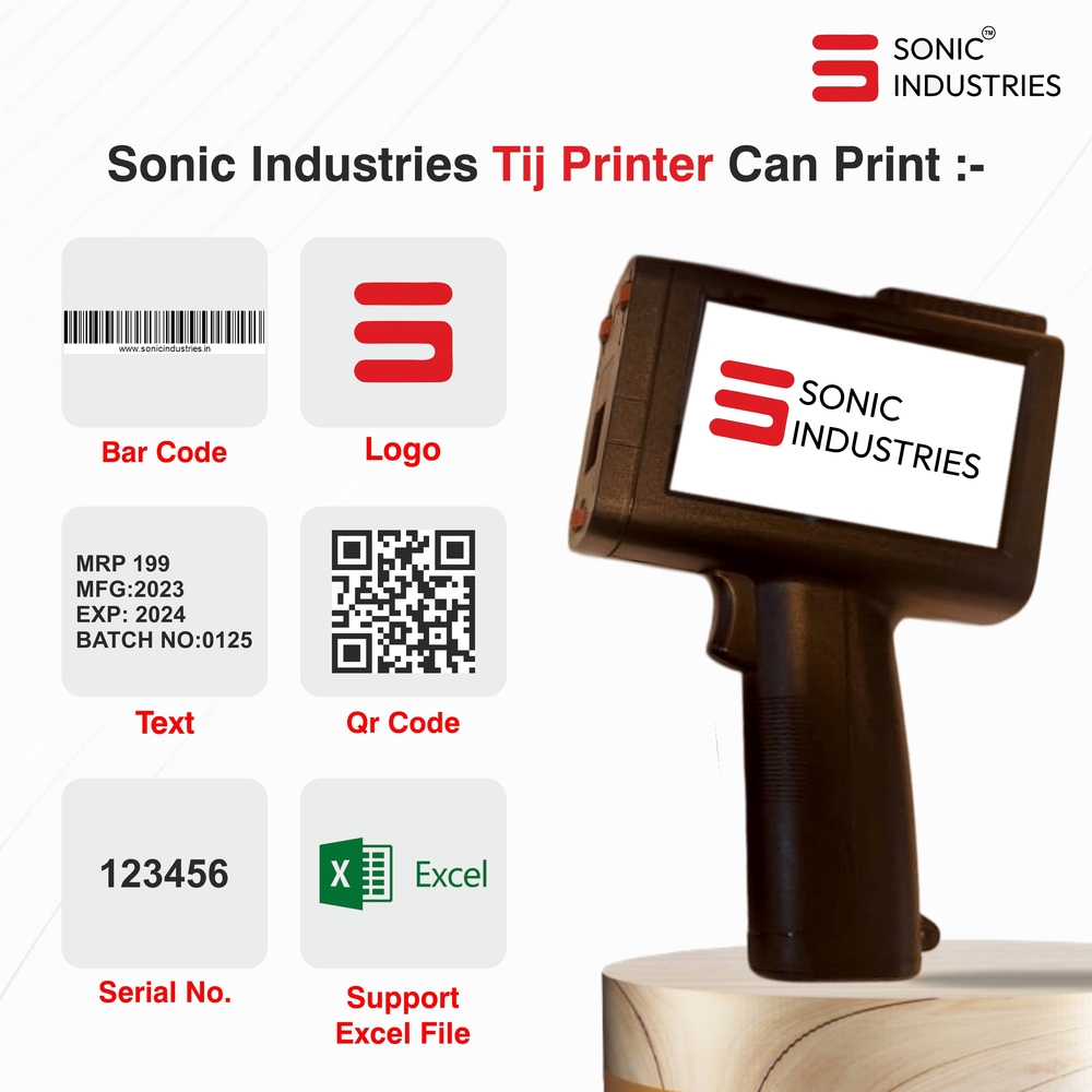 Sonic Industries Inbuilt Encorder Printer for Date,logo,text, serial no. &  More