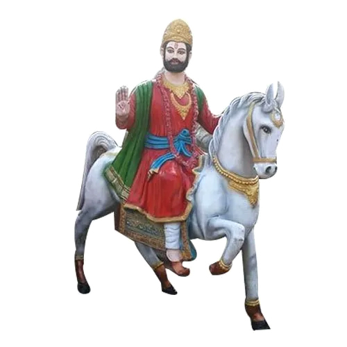 Ram Dev Statue - Fiber, 70-150 Cm Height, Multicolour Finish | Hand-carved, Outdoor Decoration, Polished Surface Treatment, Lightweight Yet Sturdy