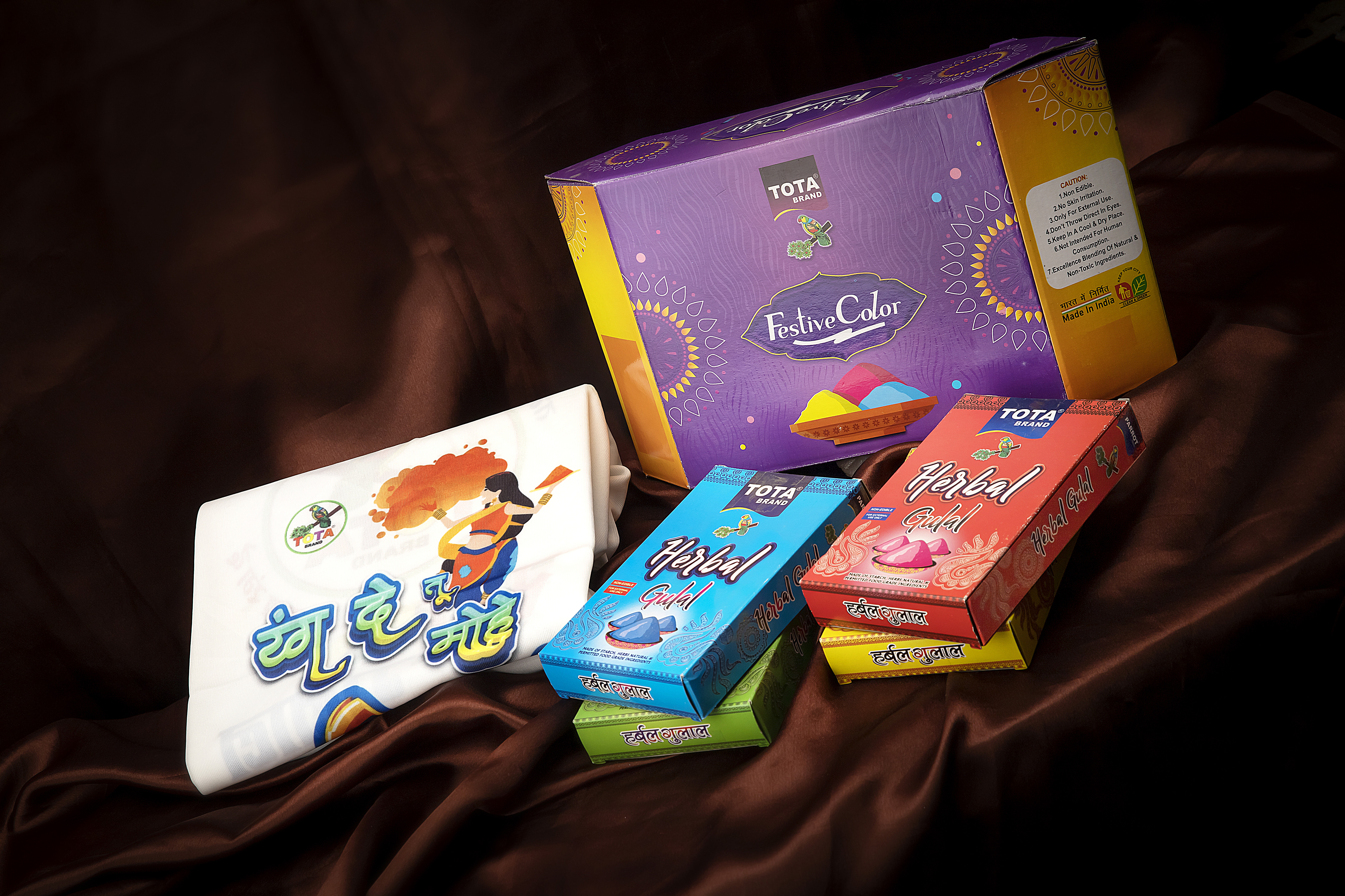 Tota Festive Color - Eco-friendly Multicolor Powder, Soft Texture, Skin-friendly, Pleasant Fragrance | Perfect For Holi Celebrations In A Colorful Box