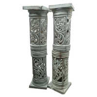 Frp Wedding Gate Pillar - 5-7 Feet Height, Polished Silver Finish, Hand-carved Decorative Design