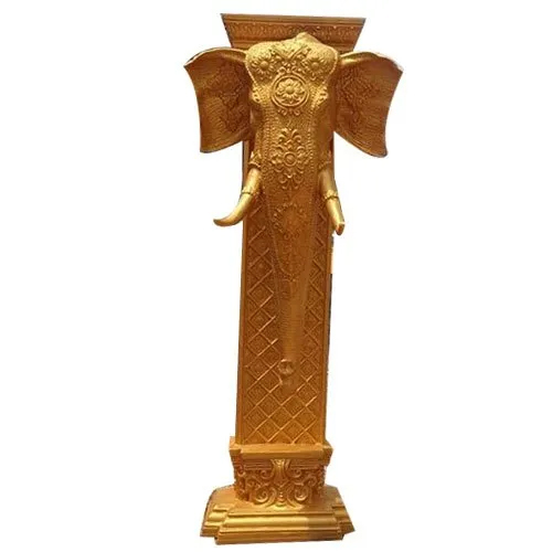 Frp Elephant Shape Pillar - Color: Golden