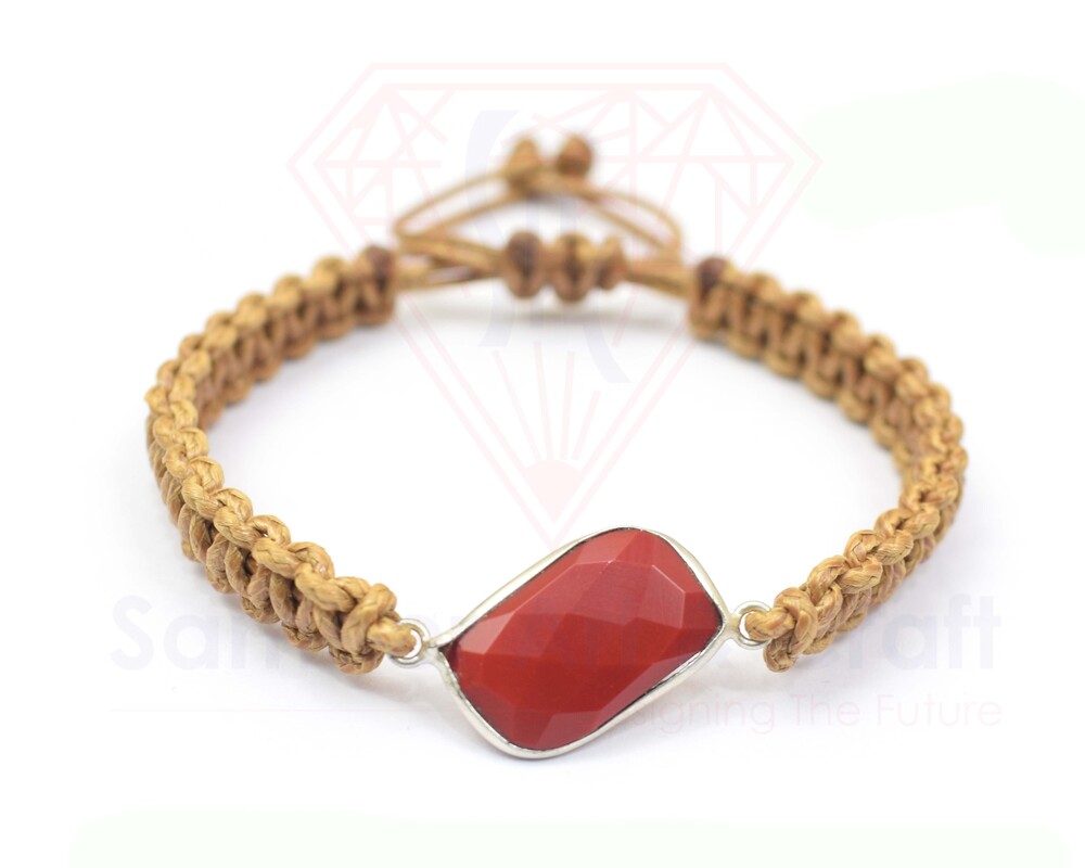 Faceted Cut Natural Gemstone Handmade Silver Plated Fashionable Thread Bracelet