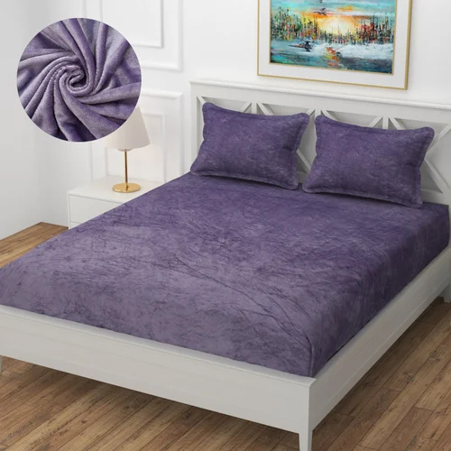 Warm Winter Solid Color Fitted Bed Sheet - Color: Purple