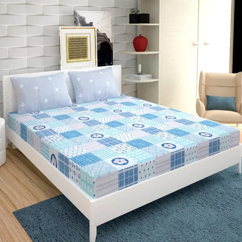 210 GSM Heavy Glace Cotton King Size Bed Sheet