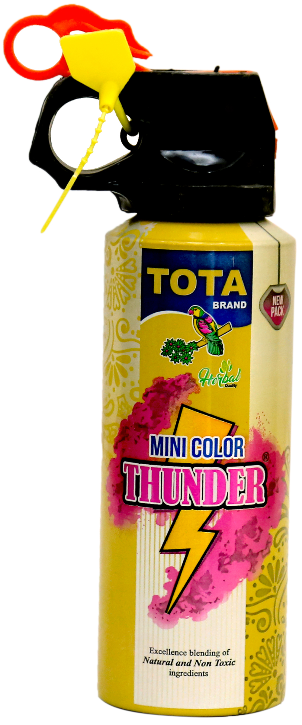 Tota Mini Thunder - Herbal Powder Colors Pack Of 4, 150ml Bottles In Bright Orange, Yellow, Red, Green | Eco-friendly, Skin-friendly, Non-toxic, Fragrant