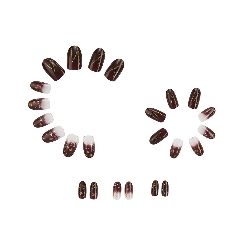 Cherrybox Press On Nails - Acrylic Material, Standard Size, Red Color | Bridal Fake Nails With Glitter For Women & Girls
