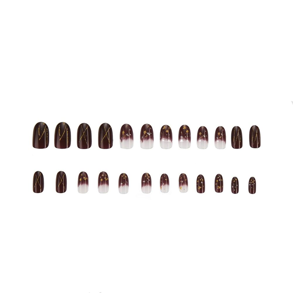 Cherrybox Press On Nails - Acrylic Material, Standard Size, Red Color | Bridal Fake Nails With Glitter For Women & Girls