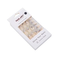 CherryBox 24 Nails Black and Silver with Diamonds Bridal False Nails Fake nails Salon Manicure Acrylic Nail Art Tps for Women Girls (Jelly Glue Adhesive Tabs)