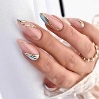 Cherrybox 24pcs/set Artificial Nails - Acrylic, Standard Size, Baige Color | Long Lasting Gloss Coating, Jelly Tabs And Glue Included