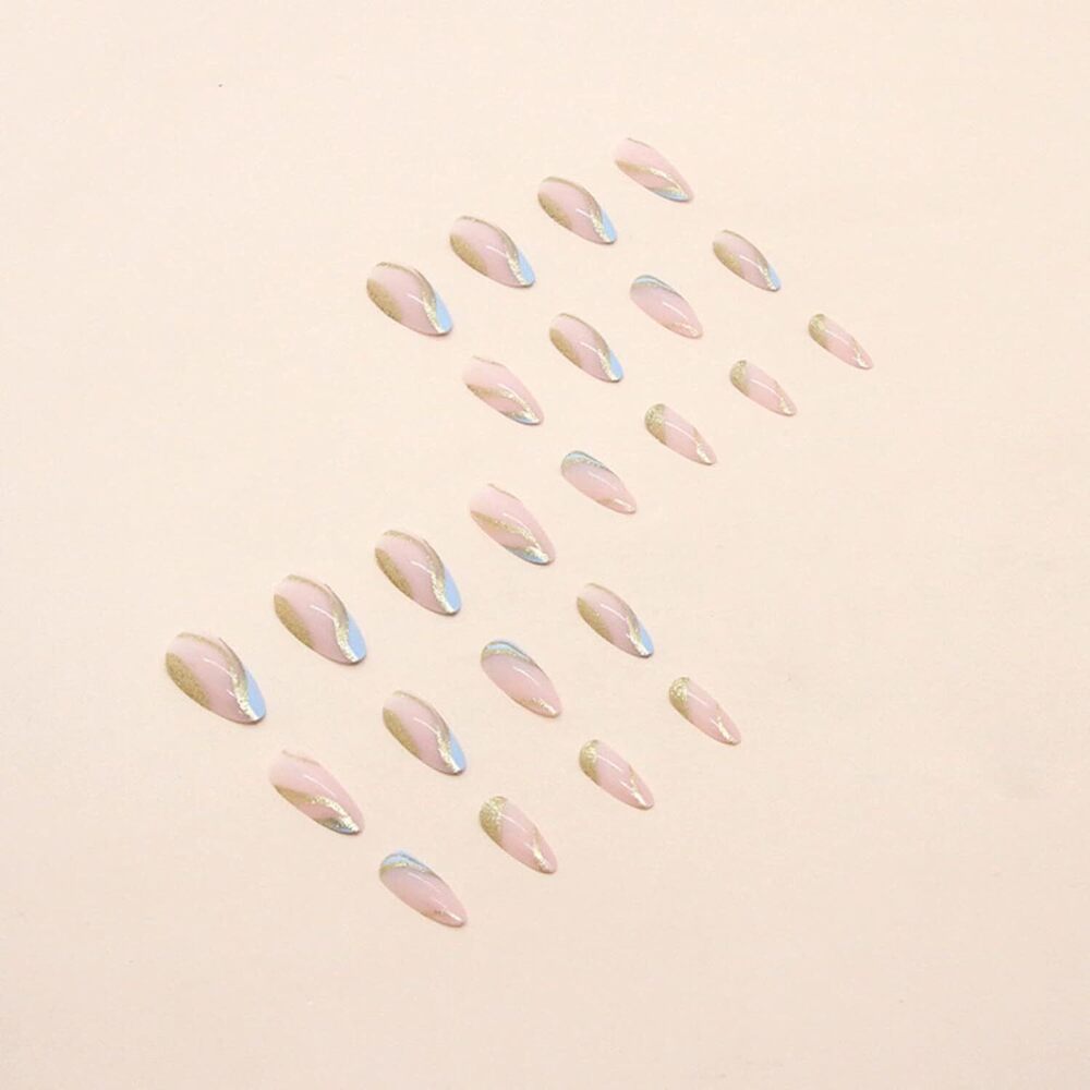 CherryBox 24pcs/set Artificial Nails, Acrylic Nails with Long Lasting Gloss Coating, Suitable for Women and Girls (Jelly Tabs and Glue Included)