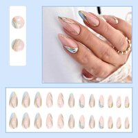 CherryBox 24pcs/set Artificial Nails, Acrylic Nails with Long Lasting Gloss Coating, Suitable for Women and Girls (Jelly Tabs and Glue Included)