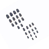 CherryBox 24 Nails Glossy Black Daily False Nails with Silver Glitter Short Squoval Fake Fingernails Salon Manicure Acrylic Nail Art Tps for Women Girls (Jelly Glue Adhesive Tabs and Glue Included