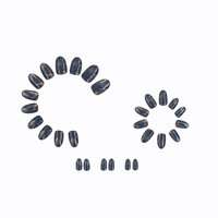 CherryBox 24 Nails Glossy Black Daily False Nails with Silver Glitter Short Squoval Fake Fingernails Salon Manicure Acrylic Nail Art Tps for Women Girls (Jelly Glue Adhesive Tabs and Glue Included