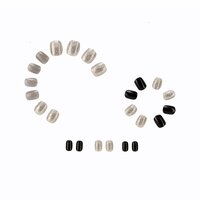 CherryBox 24 Nails Glossy Black Daily False Nails with Silver Glitter Short Squoval Fake Fingernails Salon Manicure Acrylic Nail Art Tps for Women Girls (Jelly Glue Adhesive Tabs and Glue Included).