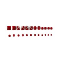 CherryBox 24 Nails Red FeetFake Acrylic Nail Art Tps for Women Girls (Jelly Glue Adhesive Tabs)