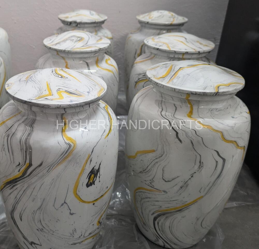 Best Seller of Urns Marble Shading Metal Cremation Urn for Human Ashes Wholesale Supplies