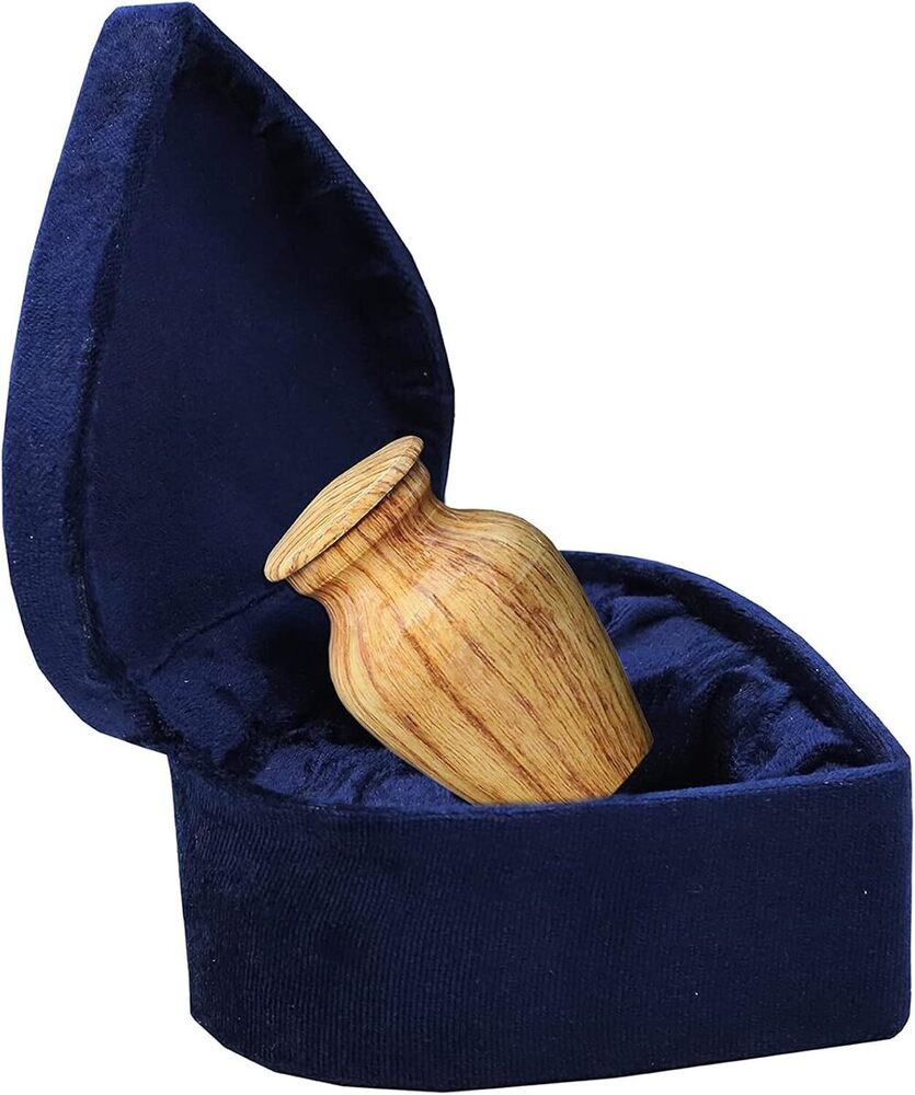 Wood Finish Metal Keepsake Urn with Heart Shaped Box Funeral Mini Urns supplies
