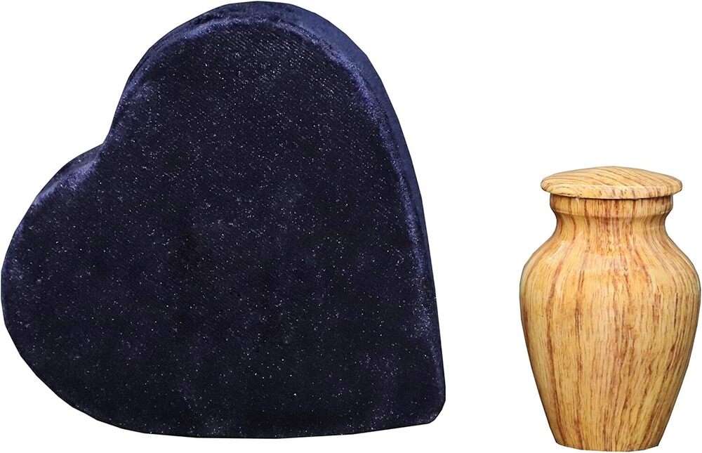 Wood Finish Metal Keepsake Urn with Heart Shaped Box Funeral Mini Urns supplies