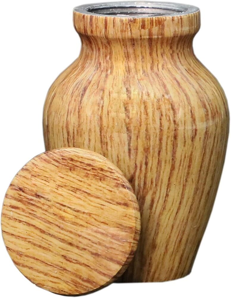 Wood Finish Metal Keepsake Urn with Heart Shaped Box Funeral Mini Urns supplies