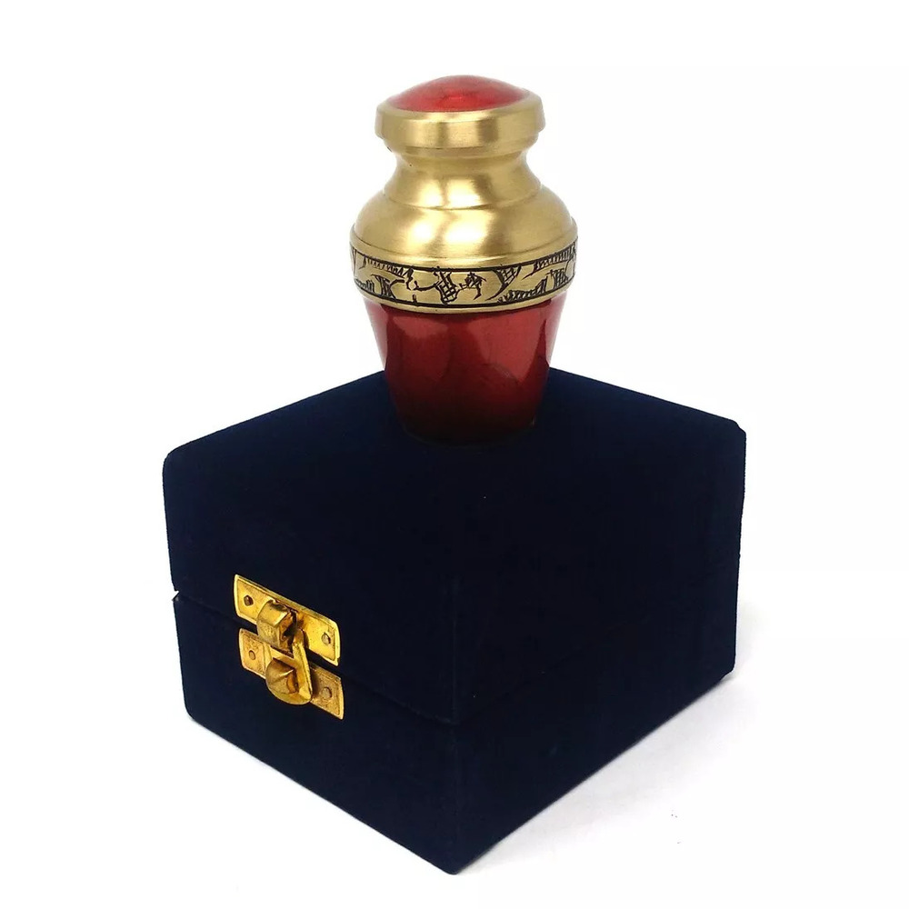 Brass Keepsake Urn for Ashes , Mini Urn with Velvet bag Wholesale Supplies
